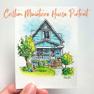 Custom Miniature House Portrait | Original Ink & Watercolour Sketch | 4"x3"