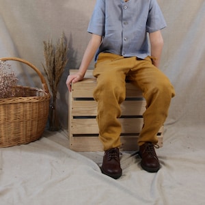 Boys' vintage linen trousers | Handmade cozy linen pants for toddler boy