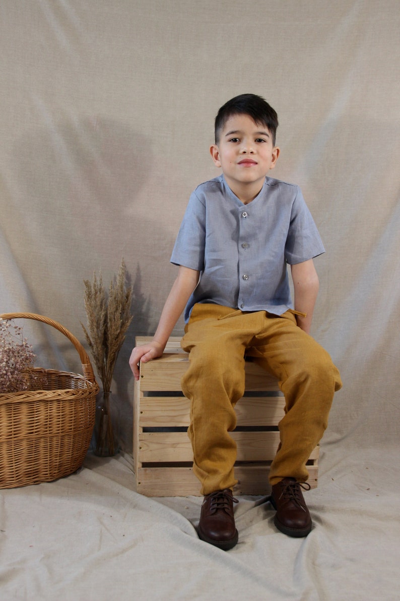 Pantalones de lino vintage para niños / Pantalones de lino hechos a mano para niños pequeños imagen 1