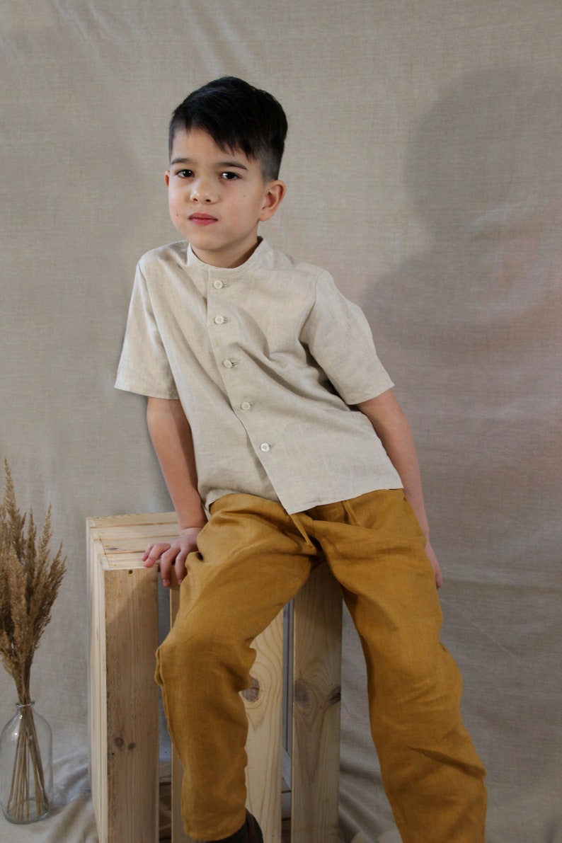 Pantalones de lino vintage para niños / Pantalones de lino hechos a mano para niños pequeños imagen 5