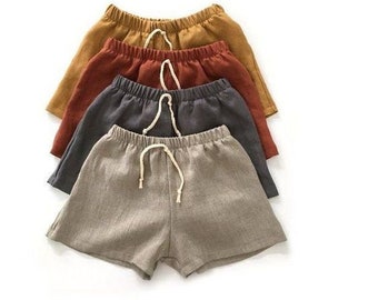 Fanteecy Baby Boys Linen Shorts Cute Toddler Kids Baby Boy Girl Casual Eelastic Short Pants Jogger Shorts Summer Outfit
