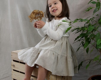 Girls' Vintage Linen Skirt: Handmade Toddler Clothing