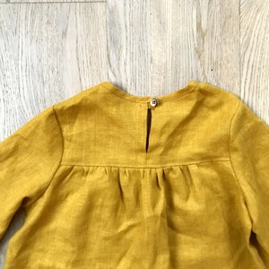 Girls' vintage linen blouse Long sleeve Handmade cozy linen blouse for toddler girl image 5