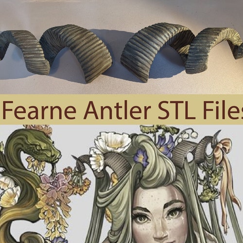 Fearne Calloway Antlers 3D Model Cosplay Spiral Horns Etsy