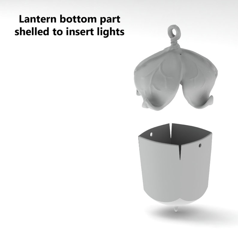 Puede incluir: Una parte inferior de linterna gris con una parte superior extra&iacute;ble, que permite la inserci&oacute;n de luces. La parte inferior tiene forma de flor con una punta puntiaguda.