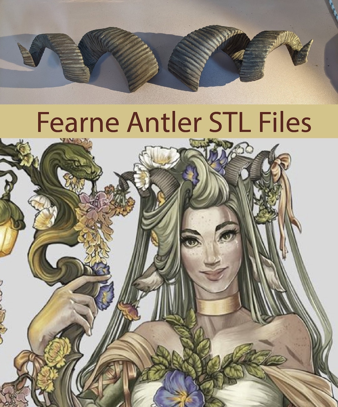 Fearne Calloway Antlers 3D Model Cosplay Spiral Horns Etsy UK