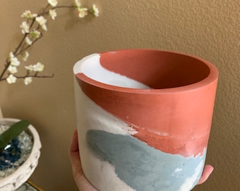 Large Concrete Pot, Distressed Look Concrete Boho Pot, Plant Pot, Succulent Cement Pot, Minimalist, Indoor Planter, Outdoor Planter