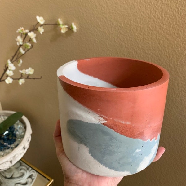 Large Concrete Pot, Mother's Day Gift, Boho Pot, Plant Pot, Succulent Cement Pot, Minimalist, Indoor Planter, Outdoor Planter