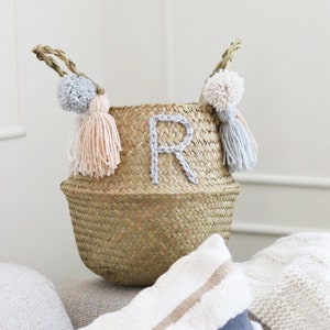 Personalisierter Buchstabe-Monogramm-Alphabet-Spielzeug-Aufbewahrungs-Baby-Kinderzimmer-Geschenkkorb