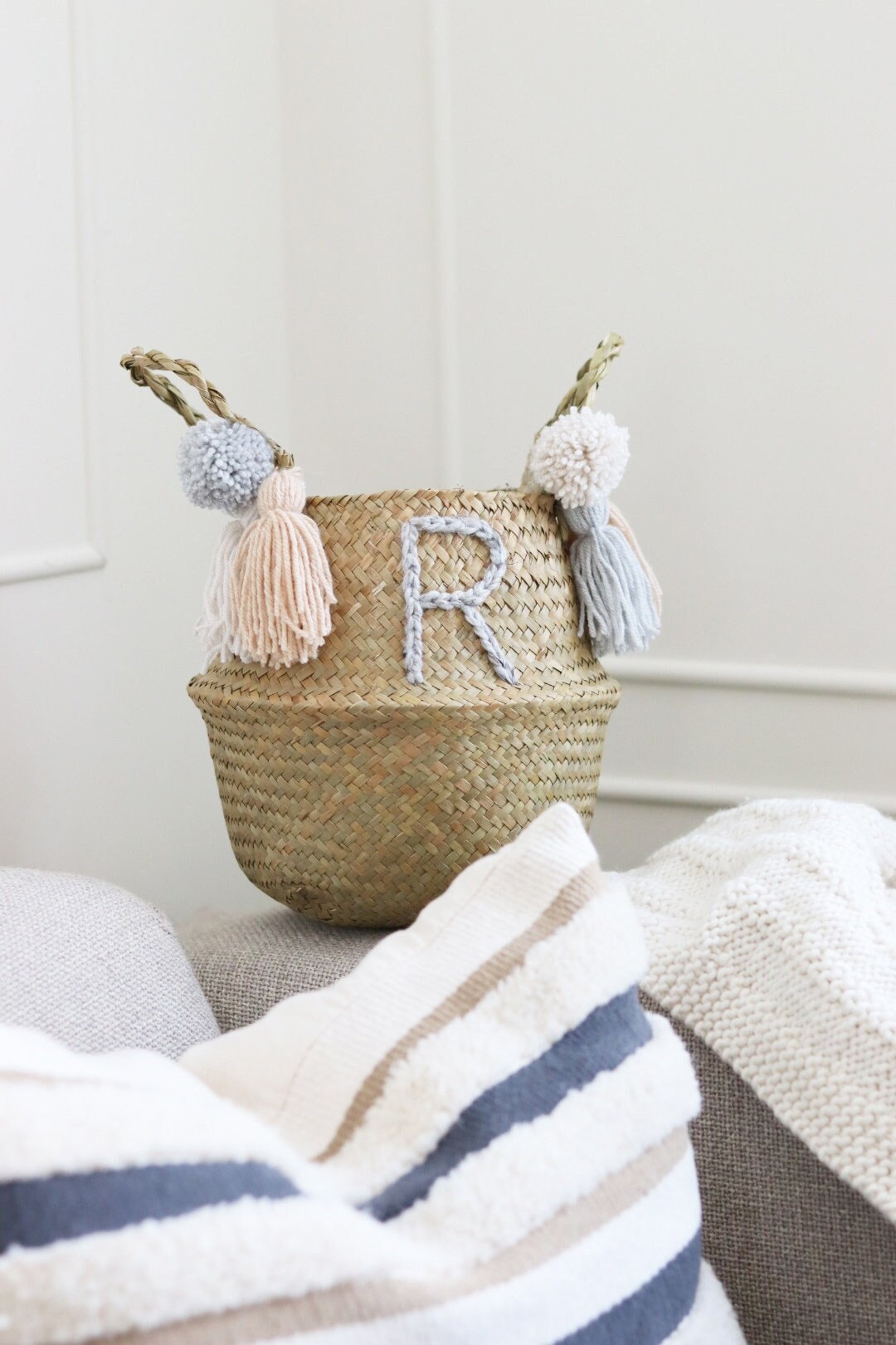 Personalised Letter Monogram Alphabet Storage Basket Etsy