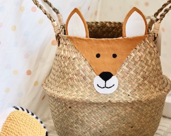 Freddie the Fox Toy Storage Baby Nursery Toy Gift Belly Basket woodland