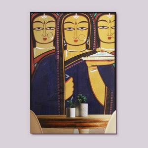 Three Pujarins|Jamini Roy|1950|Kalighat Painting|Indian Art|Wall Decore|Digital Downloadable Image