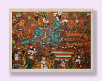 Ananthashayanam | Indian Art | Indian God Vishnu | Vishnu Avatar ! Indian Temple Art | Wall Decor | Digital Downloadable Image