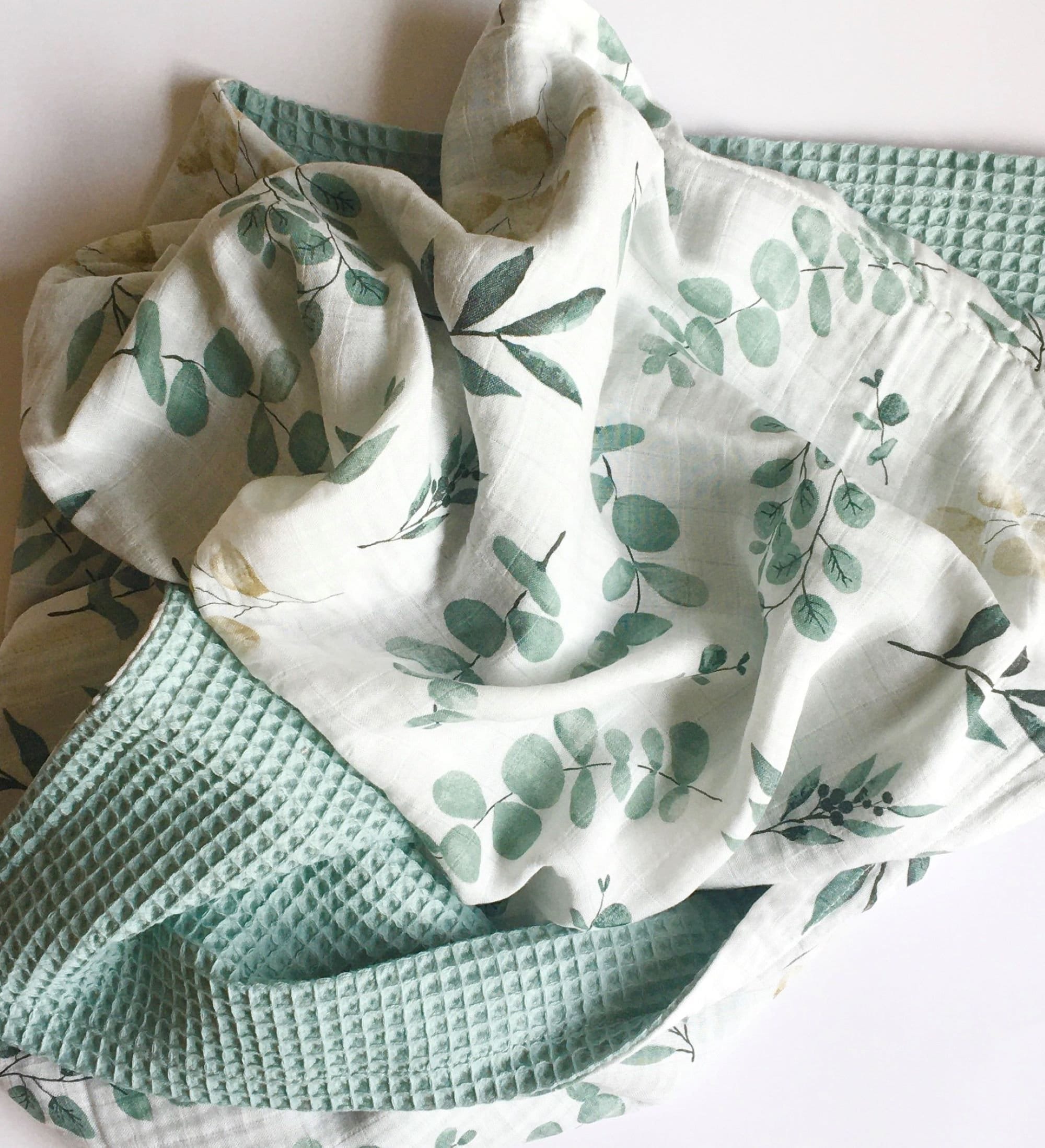 Soft 2 Layer Waffle and Muslin Baby Blanket / Cozy Nursery Essential