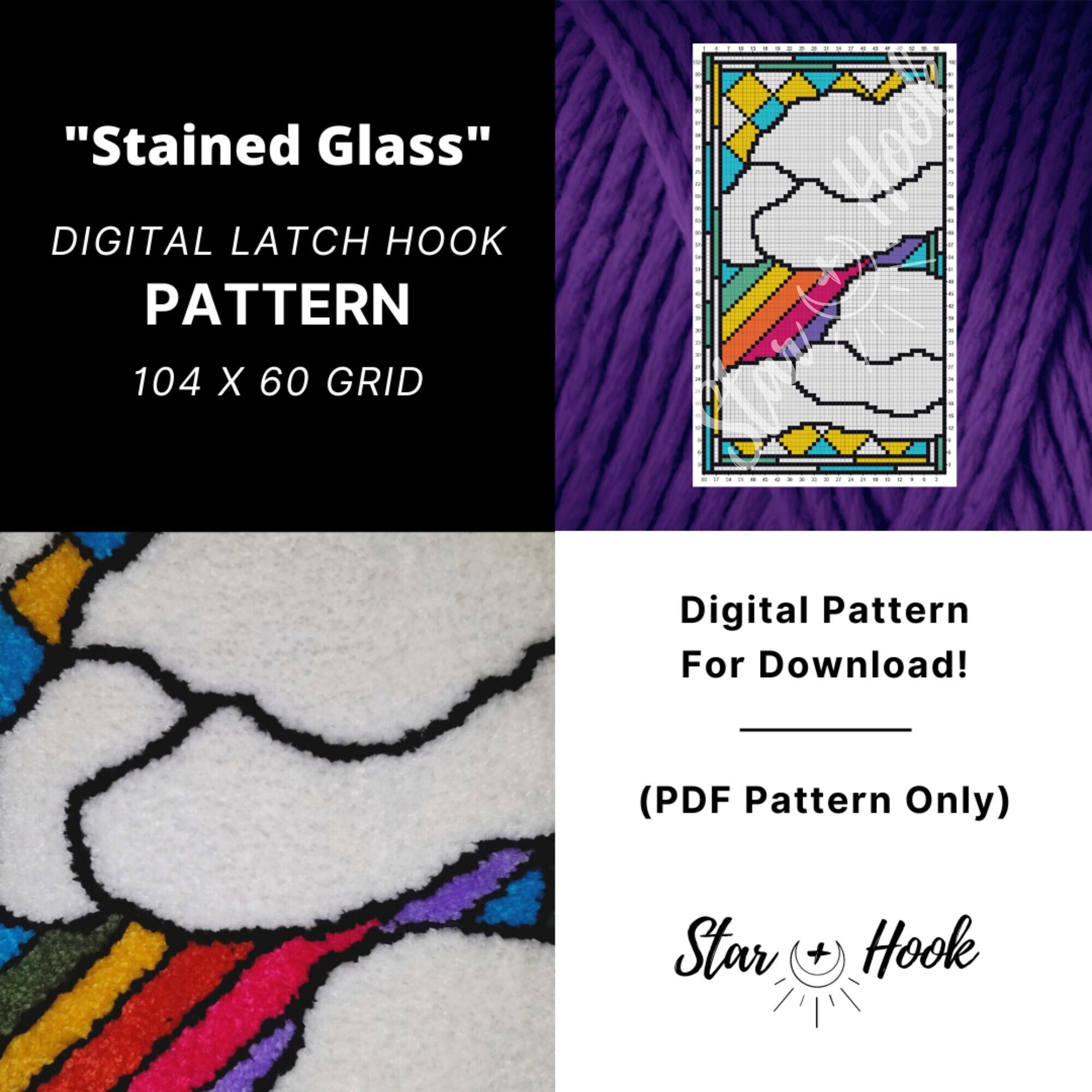 Stained Glass Digital Download Pattern Only DIY Latch Hook Rug 104x60
