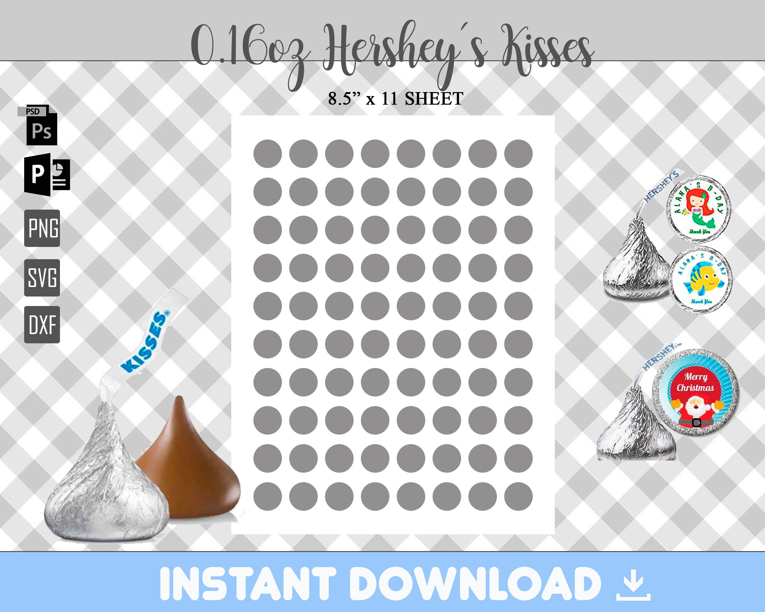 BLANK Hershey Kisses 0.16oz Blank Template, Hershey Kiss Sticker Label, DIY, Psd, Png, Svg, Dxf, Power Point Format