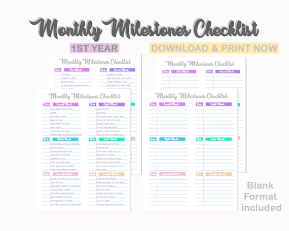 Baby Monthly Milestones Checklist First Year 1 12 Months - Etsy