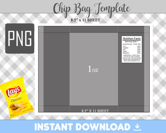 BLANK Chip Bag Template PNG | Etsy Canada