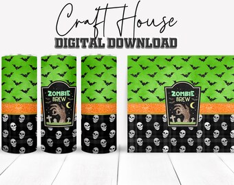 Zombie Brew Tumbler Bundle - 20oz-30oz Skinny Straight / Tapered, Sublimation Template, Full Wrap, Digital Download, Halloween, PNG, JPG