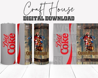Spiced Rum Diet Cola Tumbler Wrap, Sublimation Design (Digital Download)