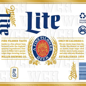 Miller Lite Design Bundle, 20oz-30oz Skinny Straight / Tapered ...