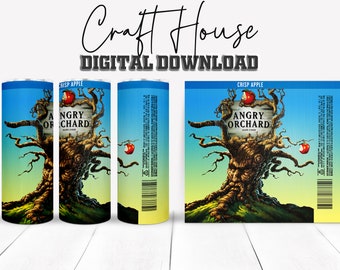 Angry Orchard Inspired Tumbler Wrap PNG for 20 oz & 30 oz Skinny Tumblers, Sublimation Digital Download