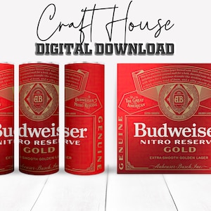 Red Beer Nitro Reserve Gold Design, 20oz 30oz Skinny Straight, Sublimation Template , Full Tumbler Wrap, Plantillas,  Digital Download, Bud