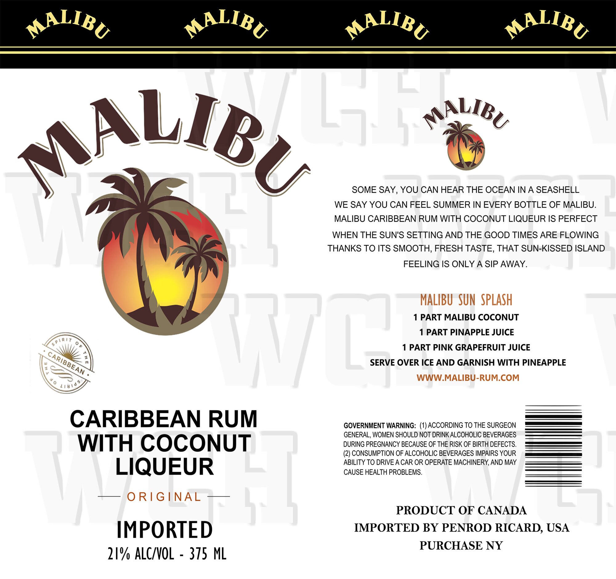 Malibu Caribbean Rum Bundle 20oz/30oz Skinny Straight Full Etsy