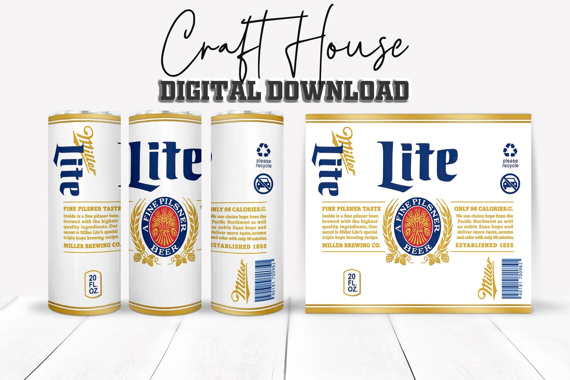 Miller Lite Design Bundle 20oz30oz Skinny Straight / Etsy