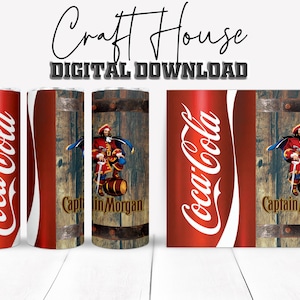 Spiced Rum & Cola Custom Design, 20oz/30oz Skinny Straight, Template for Sublimation, Full Tumbler Wrap, PNG,  Digital Download