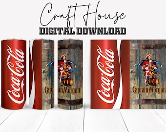 Spiced Rum Cola Tumbler Wrap, Pirate Design (Digital Download)