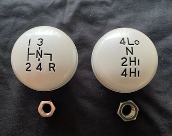 SM465 NP205 Pearl White Billet Aluminum T-Case & Transmission Shift Knob Set
