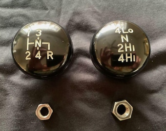 SM465 NP205 Black Billet Aluminum T-Case & Transmission Shift Knob Set
