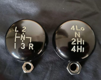 SM465 NP205 Black Billet Aluminum T-Case & Transmission Shift Knob Set