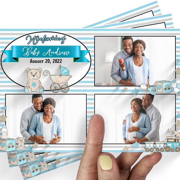 Photo Booth Template for Baby Shower - 4"x6" Baby Boy Template - Digital Files - Font Included - Fully Editable