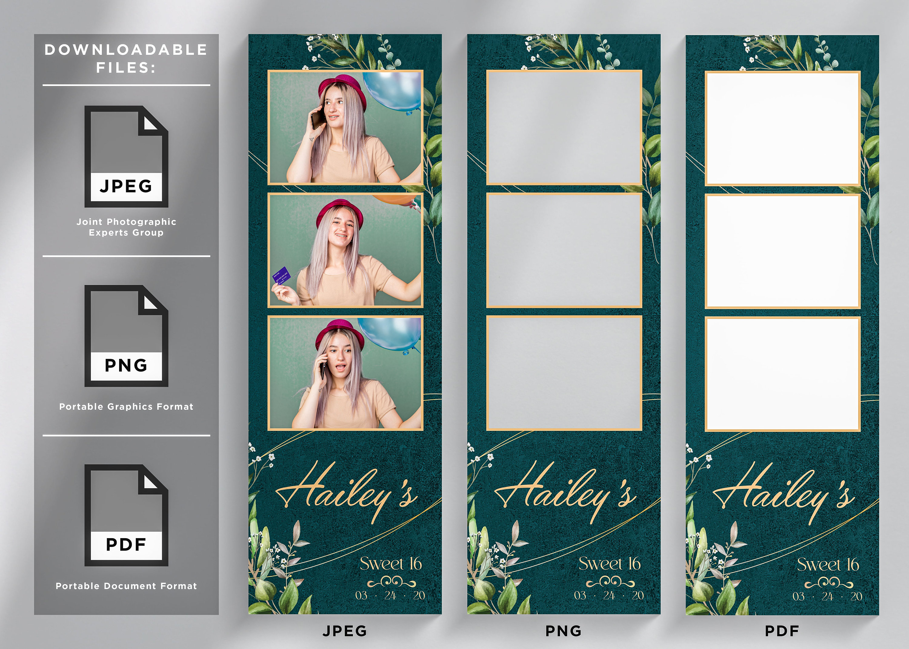 Booth Editable Photo Booth Template for Birthday Party 2x6 Birthday Girl Template ...