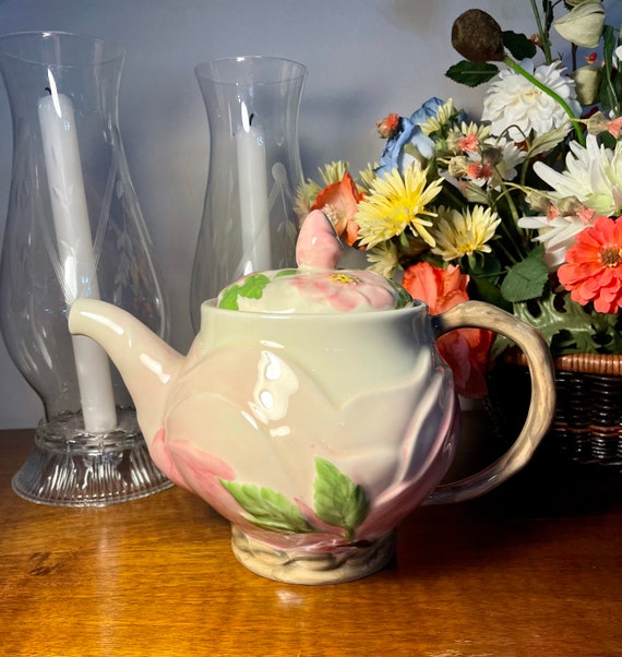 Vintage Franciscan Desert Rose Teapot Made in Portugal With Lid Roses and Leaves Etsy