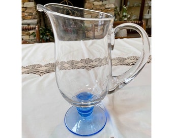 Waterford Marquis Coastal Grand Millennial Crystal Pitcher Clear Blue 10" Tall
