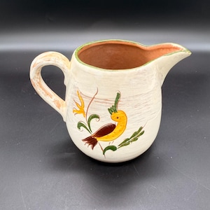 Vintage Stangl Lanning Krug Sahnekännchen Keramik Gelber Vogel Handgemalt Rustikal