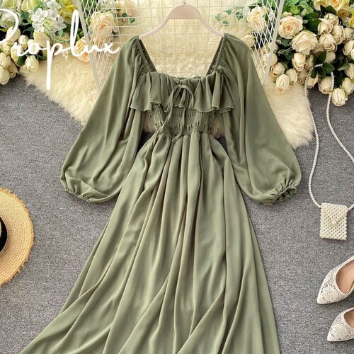 milkmaid dress sage