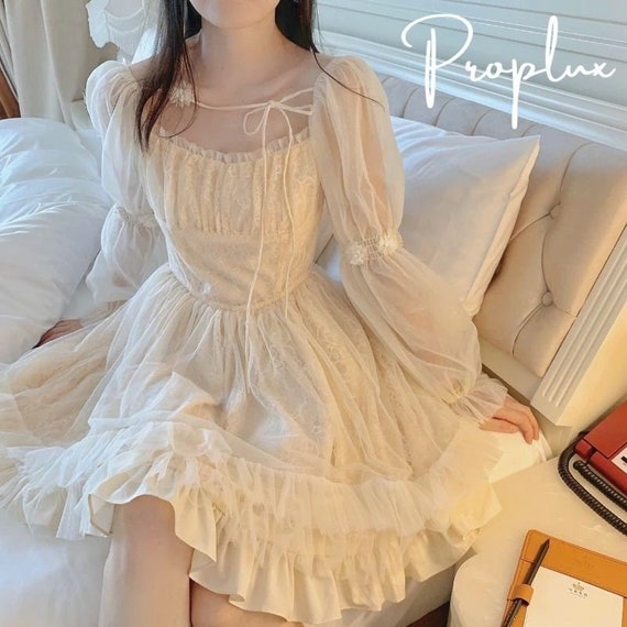 French Lolita Dress Y2k Kawaii Cottagecore Prom Fairy Dress Etsy Denmark
