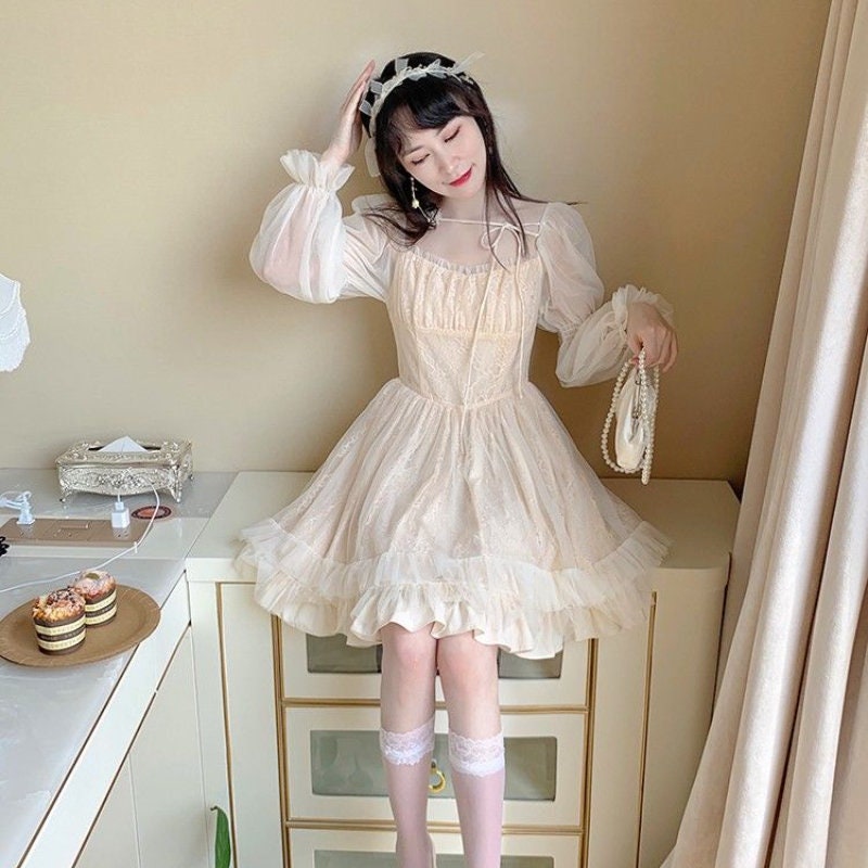 French Lolita Dress Y2k Kawaii Cottagecore Prom Fairy Dress - Etsy UK