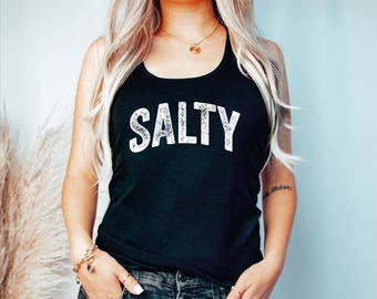 Salty Tank Top, Summer Tank Top, Vacation Tank Top, Womens Tank, Salty Crew, Beach Clothes, Comfy Tank, Loose Tank, Tanks, Salty Racerback