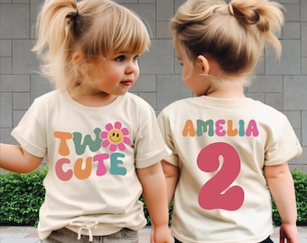 Two Cute Shirt,2nd Birthday Shirt,Birthday Girl Shirt,Toddler Birthday Shirt,Retro Groovy Birthday girl,Two year Shirt,Second Birthday Shirt
