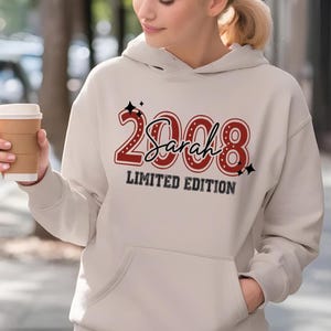 Limited Edition 2008 Sweatshirt, Custom Name 18th Birthday Sweater, Gift for Daughter