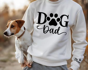 Custom Dog Dad Sweatshirt With Dogs Names, Fathers Gift For Dog Owner, Dog Lover Hoodie