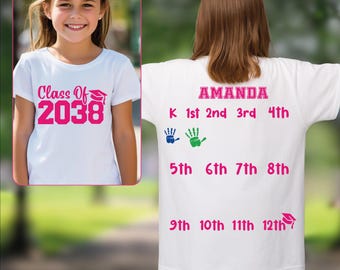 Class Of 2038 Handprint Shirt, First Day of School Shirt, Class Of 2039,Comfort Colors Grow With Me Shirt, 2038 Graduation Tee,Photo Day