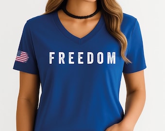 Charlie Kirk Freedom VNeck Shirt, Freedom Usa Flag Racerback, Patriotic Tank Top