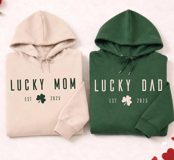 Custom Lucky Mom or Lucky Dad Sweatshirt, St Patrick's Day Hoodie With Date, Shamrock