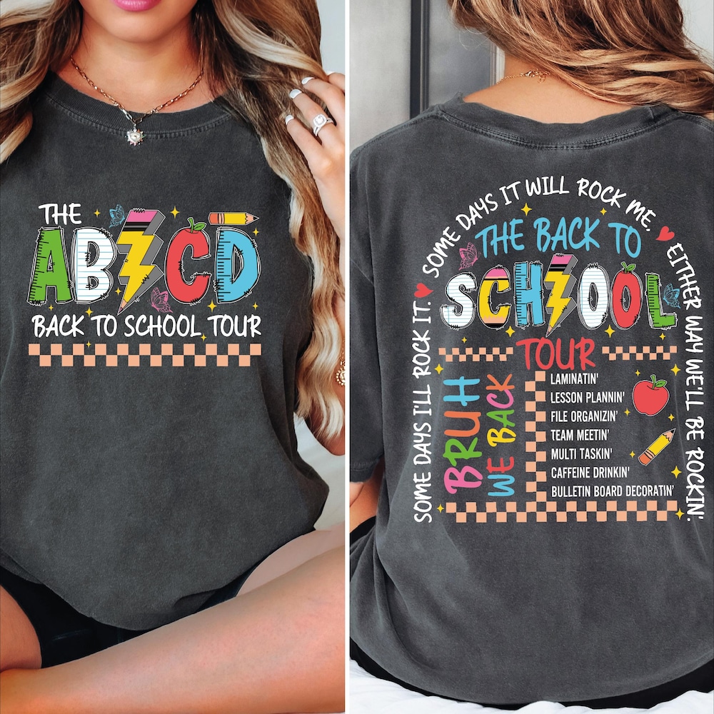 Retro Back To School Tour Shirt,Comfort Colors Abcd Teacher Shirt,Gift For Teacher,First Day Of School Tee,Teacher Tour, Back To School Tee New Fashion